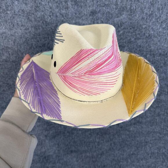 Summer Romero Hat Straw Panama Wide Brim Multicolor Embroidered Boho main image 9